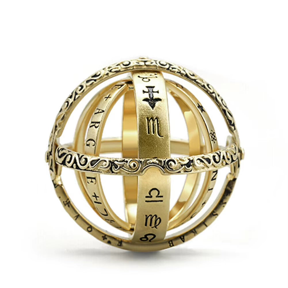 Astronomical Sphere Ball Ring Foldable Open Rotating Cosmic Letter Finger Rings Cosmic Finger Ring Couple Lover Jewelry Gifts