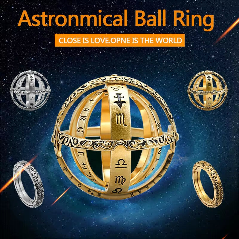 Astronomical Sphere Ball Ring Foldable Open Rotating Cosmic Letter Finger Rings Cosmic Finger Ring Couple Lover Jewelry Gifts