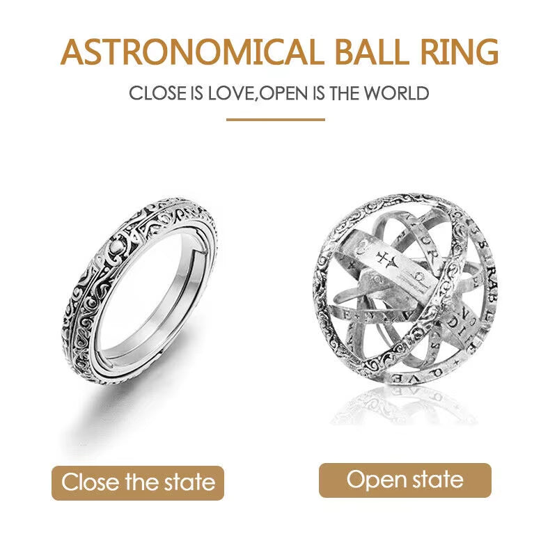 Astronomical Sphere Ball Ring Foldable Open Rotating Cosmic Letter Finger Rings Cosmic Finger Ring Couple Lover Jewelry Gifts